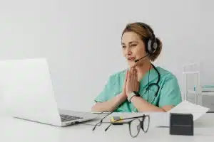 nurse on computer