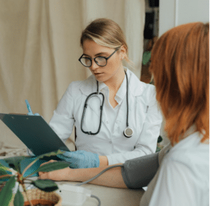Nurse looking at a chart