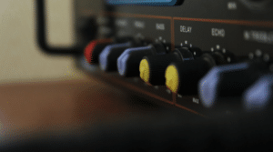 Sound box with dials and buttons