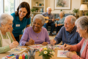 Residents participating in person-centered activities beyond bingo in a long-term care community
